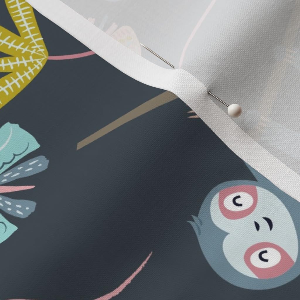 Spoonflower Fabric - Sloth Jungle Dark Butterfly Cute Animals Nature Gender Neutral Printed on Petal Signature Cotton Fabric by The Yard - Sewing Quilting Apparel Crafts Decor