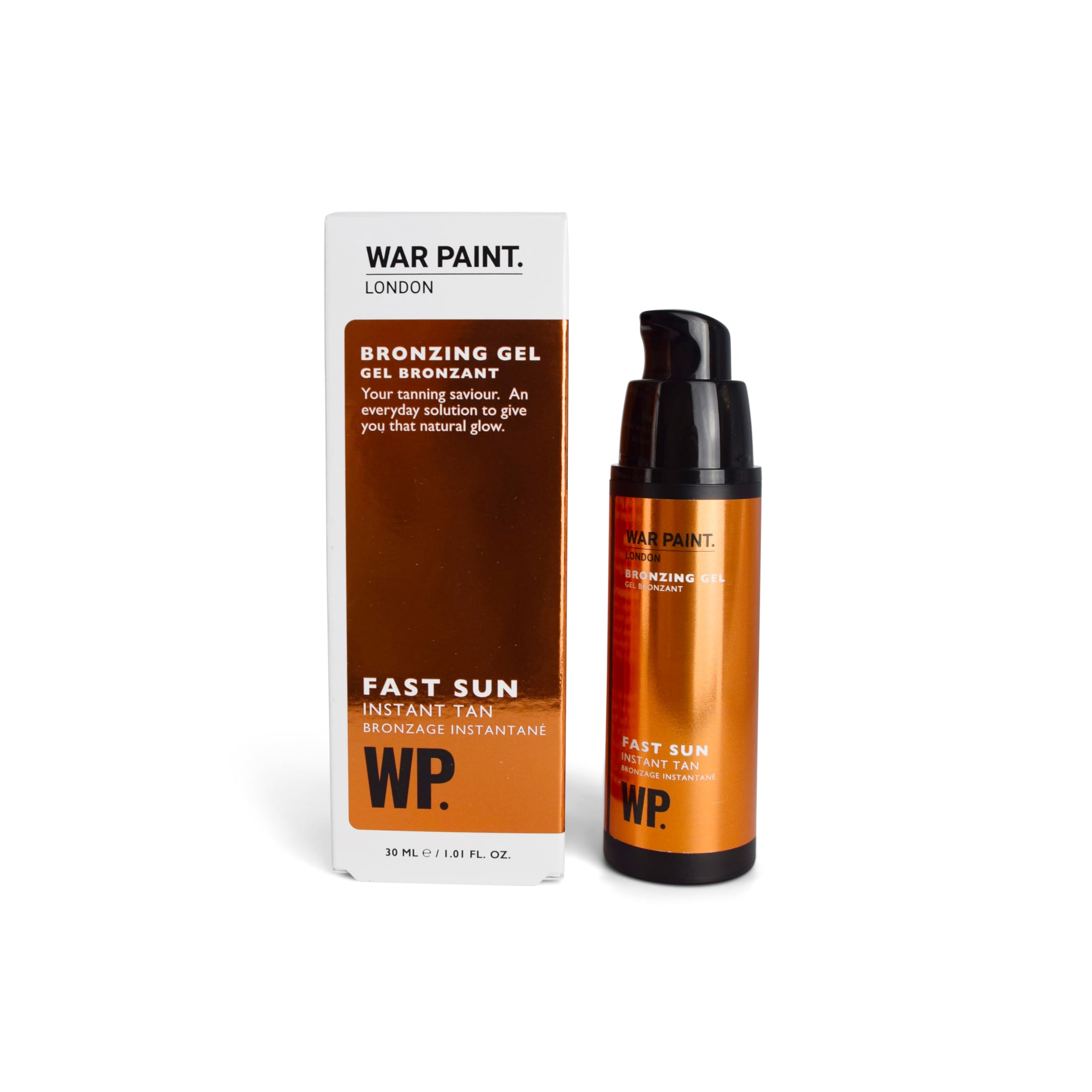 War Paint Fast Sun Face Bronzing Gel for a Natural Tan 30ml | Creates an Instant Sun-Kissed Look, Fast-Absorbing and Buildable Formula, Enriched with Willow Bark Extract