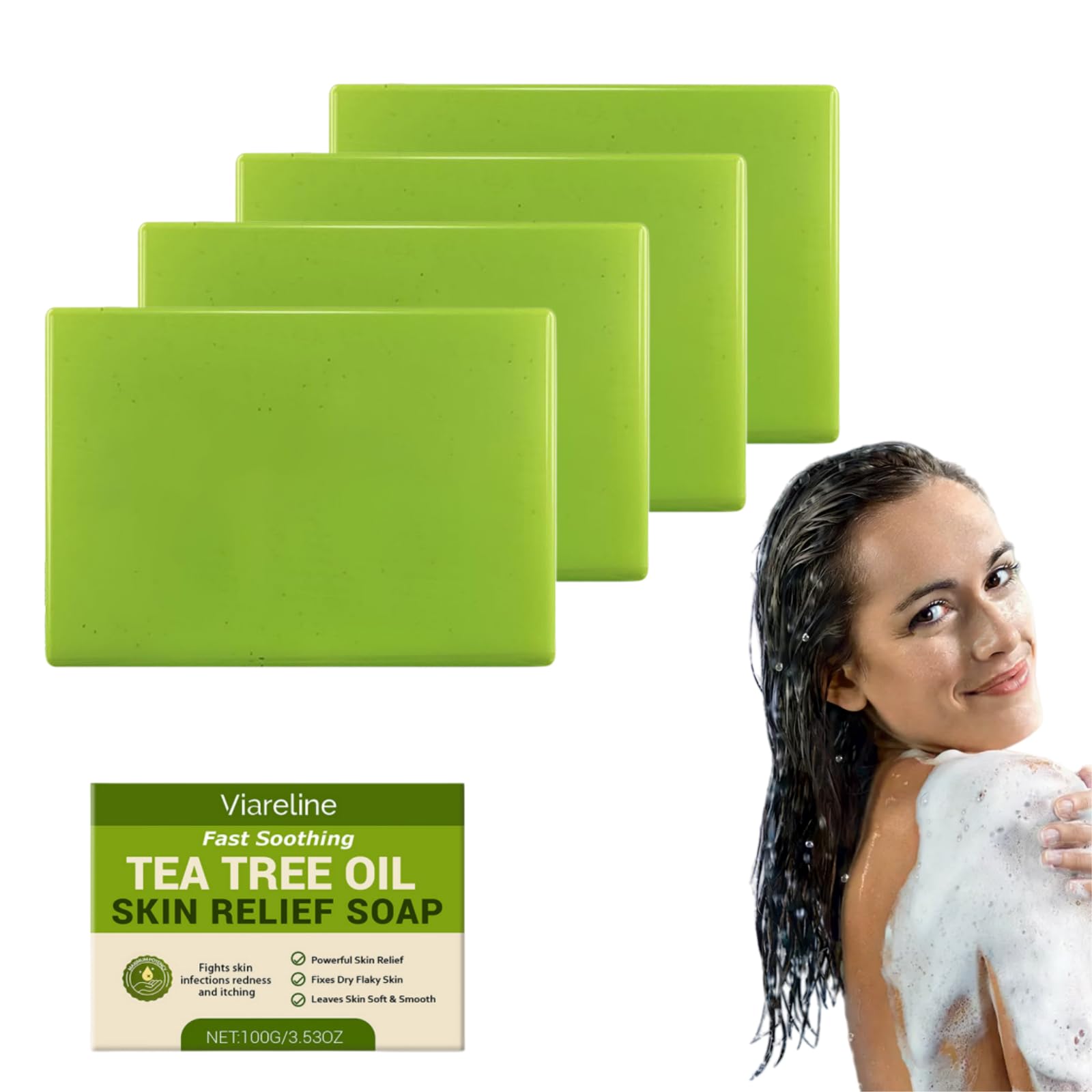 loravey antifungal relief soap bar，loravey soap，Teebaumseife mit Teebaumöl – Für Gesicht & Körper, Natürliche Reinigung & Hautpflege, Mild und Effektiv Bodywash & Körperseife