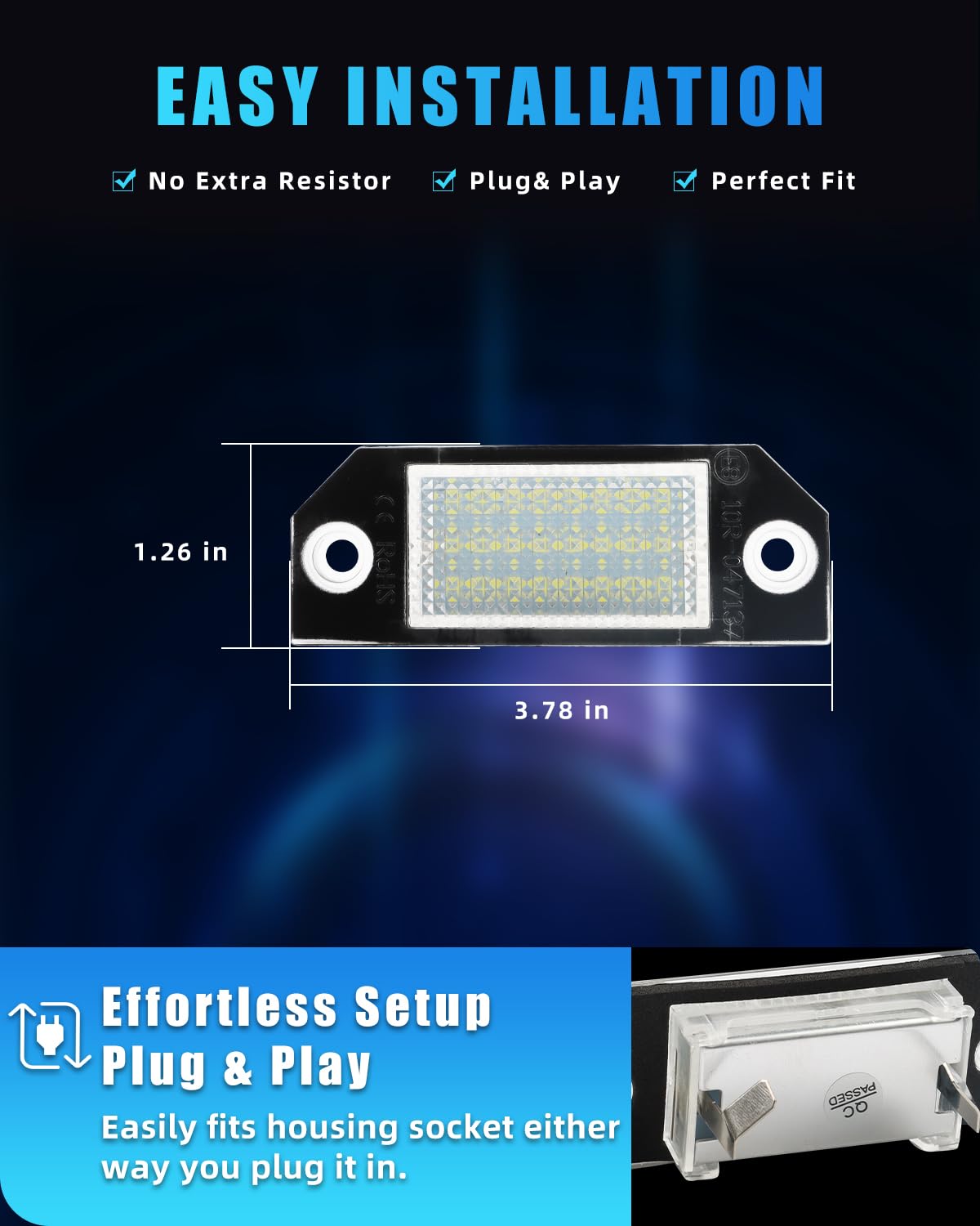 2 Stücke LED Kennzeichenbeleuchtung für 2003-2007 Fo-rd Focus C-MAX I 03 2003-2008 Fo-rd Focus MK2, [Can-bus Fehlerfrei] Hochwertige 18 SMD Nummernschildbeleuchtung