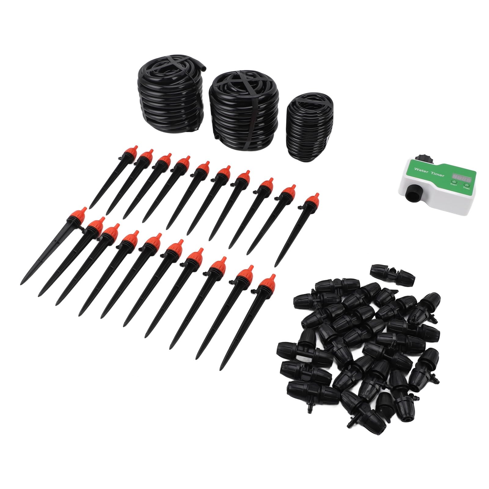 Generic 30m System Nawadniania Roślin Wodociągowych do Szklarniowych Balkonów Ogrodowych Nawadnianie Dużej Powierzchni Stabilna ilość Wody Baterie 2xAA ABS PVC