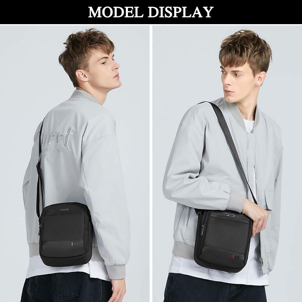 BAIGIO Sacs Bandoulière Homme,Sacs portés épaule pour homme,Pouch Homme Cross Body Bag pour le sport, les voyages, le travail (Noir, 24x20x9cm)