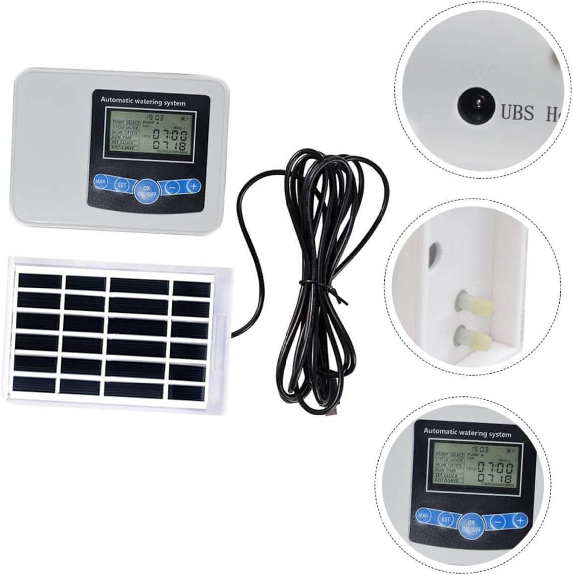 1Set Automatic Solar Watering Timer with Dual Pump System Durable Output for Plants USB Solar Charging for Garden Balcony Use