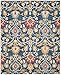 SAFAVIEH Blossom Collection Area Rug - 8' x 10', Navy & Multi, Handmade Wool, Ideal for High Traffic Areas in Living Room, Bedroom (BLM402A)