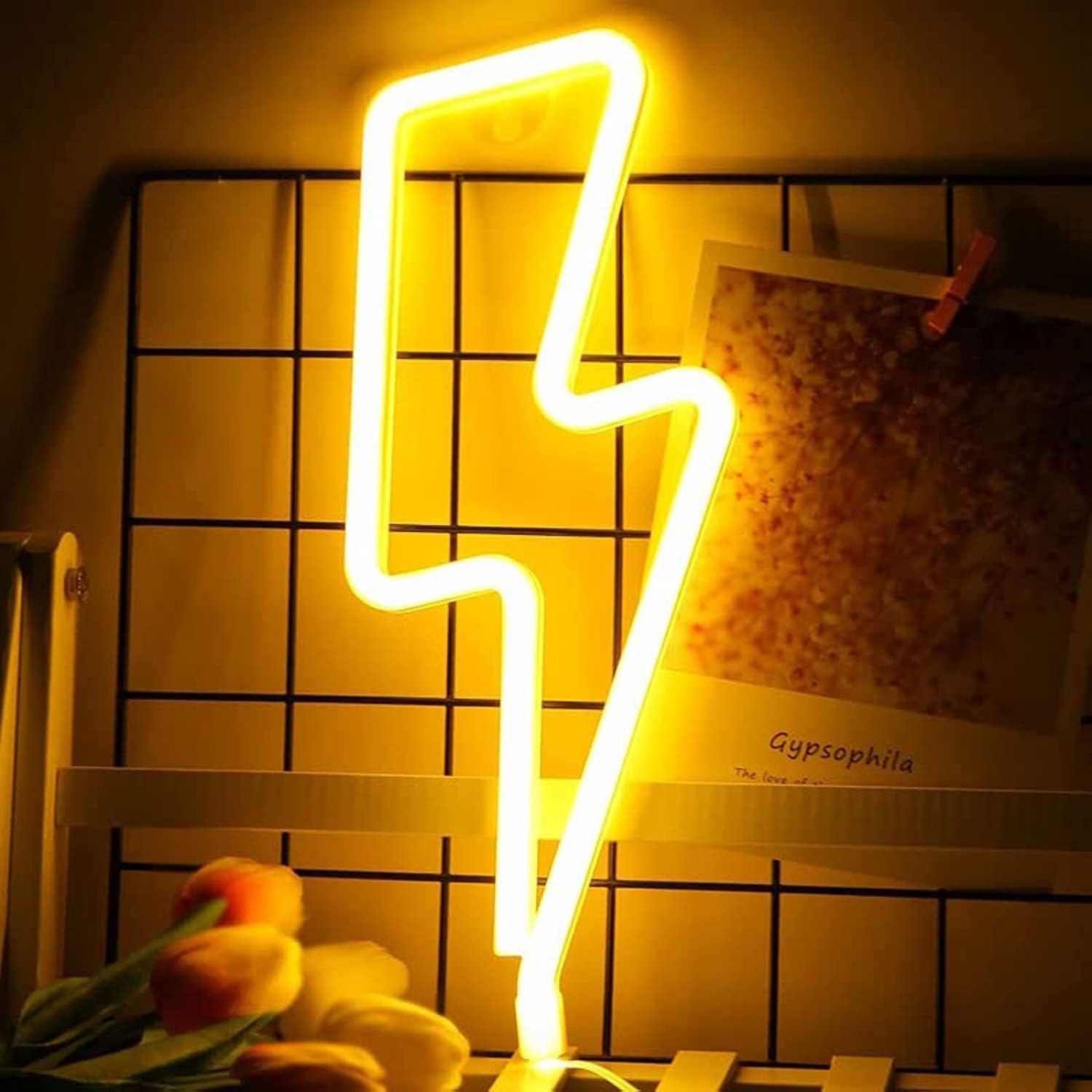 ELTERAZONE Neon Signs Lightning Bolt Neon Sign Neon Lights Led Wall Sign USB/Battery Powered Led Signs for Bedroom Wall Decor Kids Gaming Room Bar Birthday Party Supplies Home