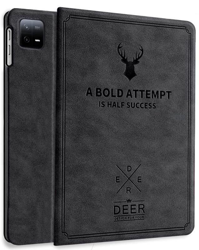 Robustrion Cover for Xiaomi Pad 6 11 inch Cover, Deer Pattern Flip Case Cover for Xiaomi Mi Pad 6 11 inch, Support Auto Sleep Wake - Black