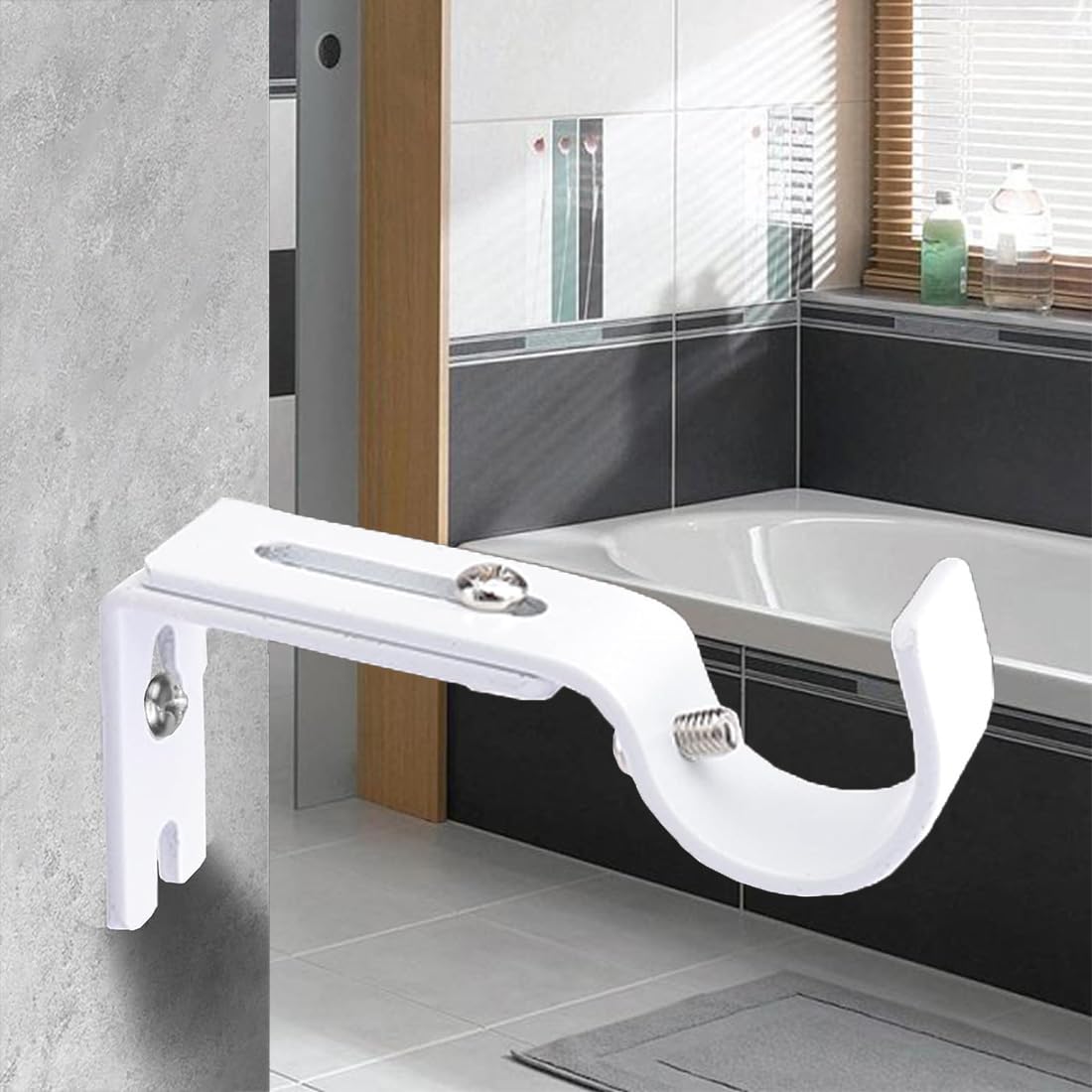 Supporti Per Aste Tende - Set Di 2 In Metallo Regolabile - Bianco Per Casa, Ufficio, Camera - Foto 2