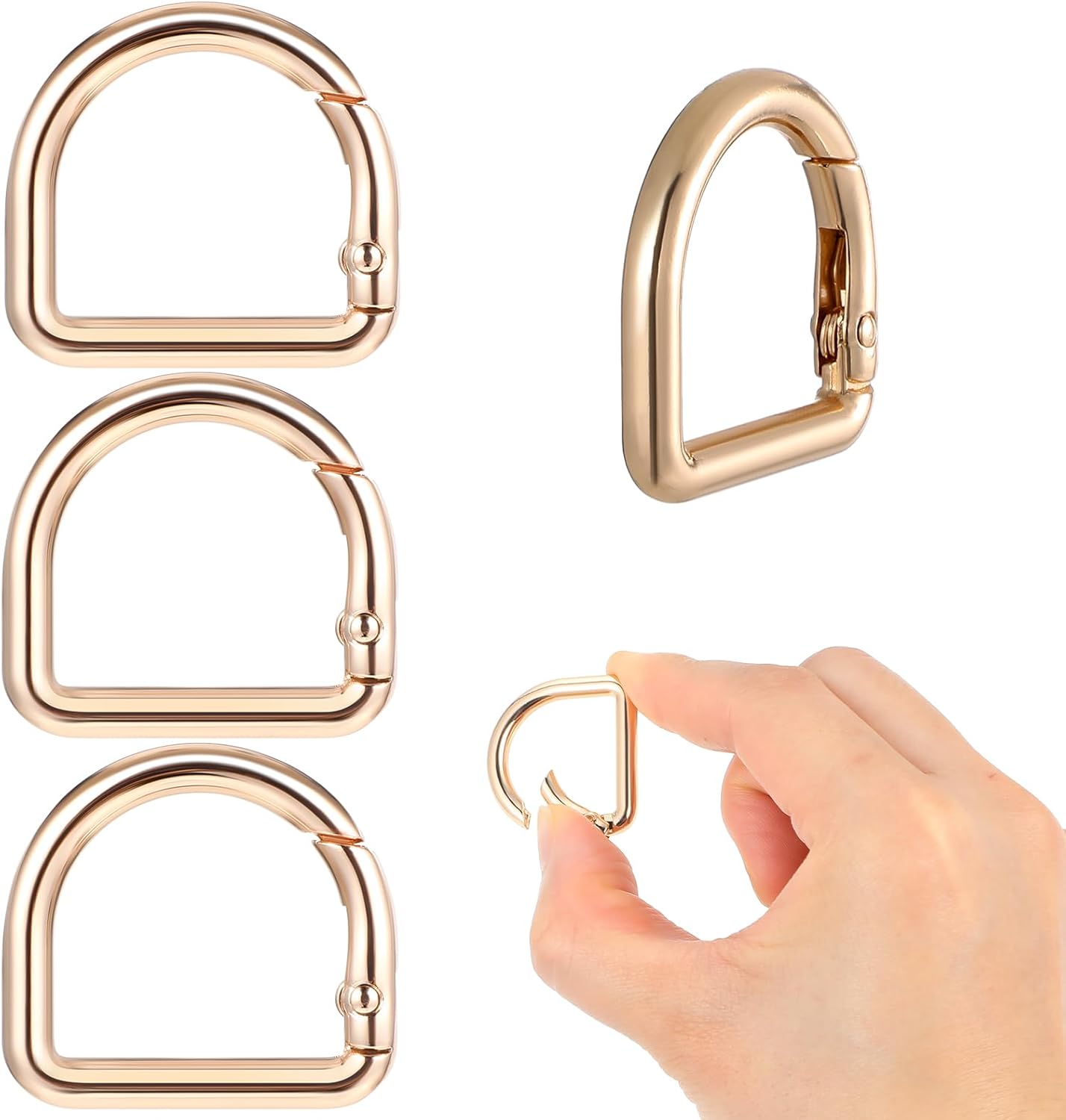 5pcs D Rings for Purse,Zinc Alloy 1 Inch D Rings,Gold D Ring Spring Key Hooks,2.8 x 3 cm/1.1 x 1.18in Purse Hardware for Bag Making,DIY Purse Strap Replacement for Backpack Handbag Purse Strap - Image 8