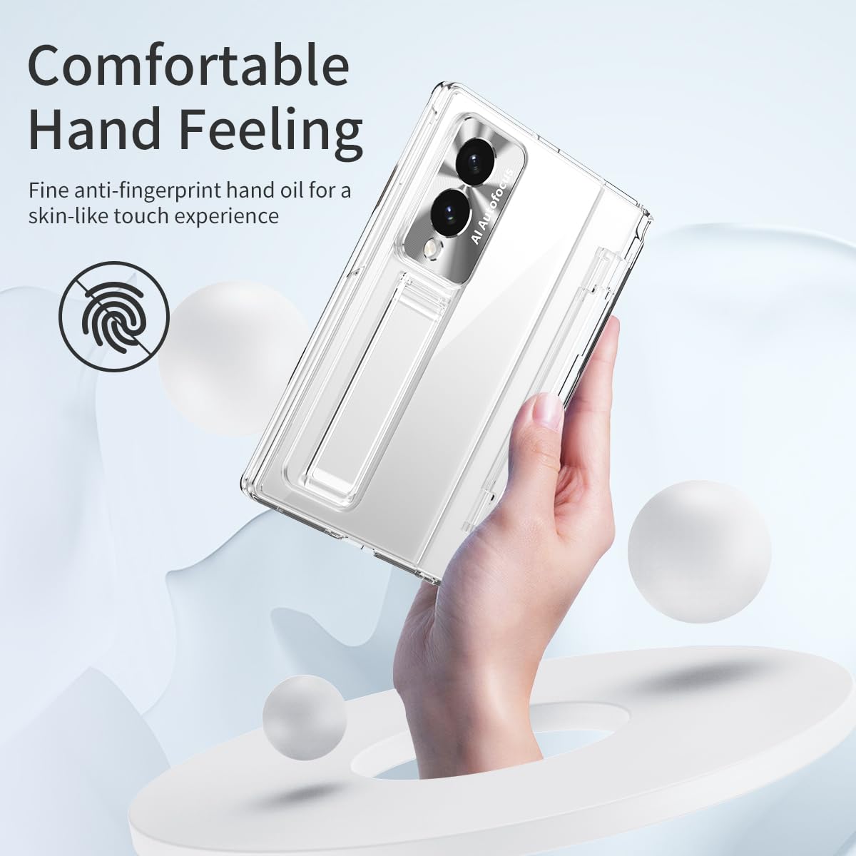 Custodia per Samsung Galaxy Z Fold 8 con portapenne e stilo, custodia trasparente monopezzo con protezione per cerniera cavalletto, protezione per lo schermo HD, antigraffio, custodia