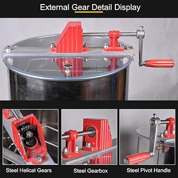 Manual Honey Extractor, Removable Honey Separator, Stainless Steel Inner Frame, Suitable for Beekeeper,3 Frames