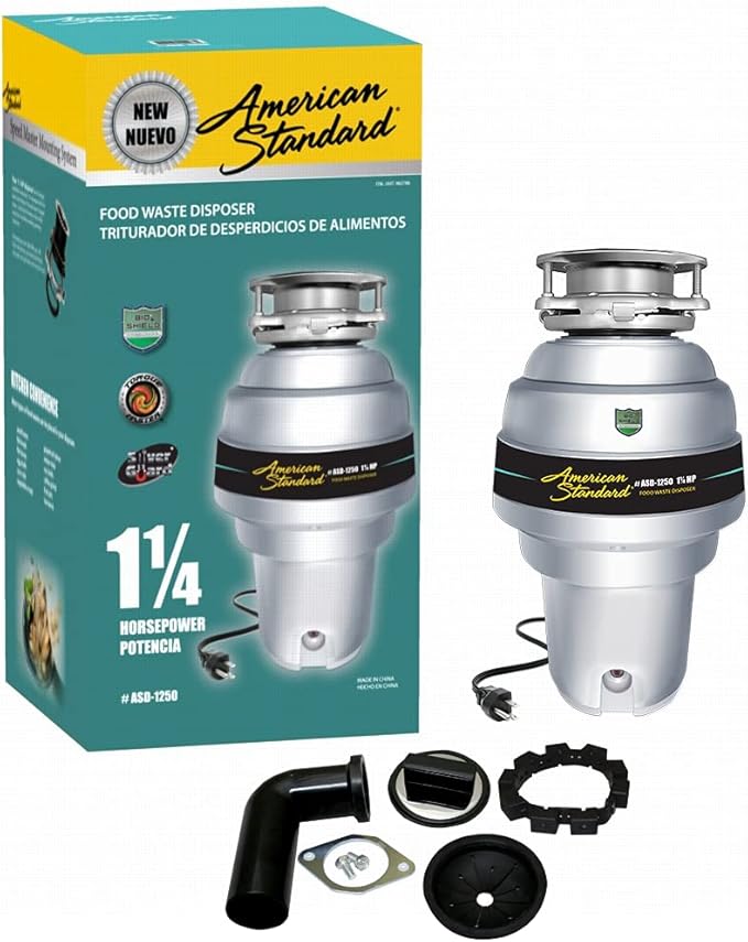 American Standard 10 Us Asd 1250 Premium Garbage Disposal With 3 Bolt Mount System And Odor Protection Processor Silver Amazon Com