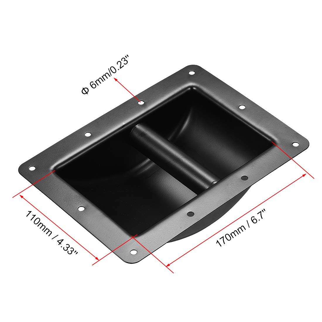 sourcing map Poignée Haut-Parleur Encastrée Support Préhension Style Poche Haut-Parleur Remplacement pour Armoire Audio Poignées en Métal Noir