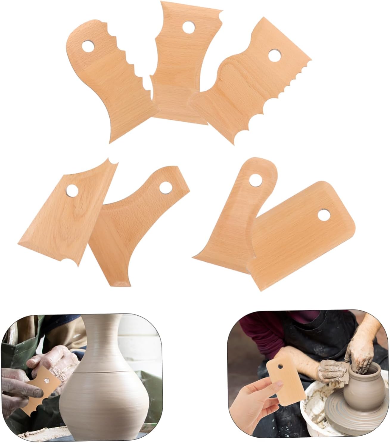 STOBOK 1set Wooden Clay Pottery Figurine Tool Pottery Sculpting Tools Ceramics Tools Carve Cutter Tools Pottery Tools Pottery Carving Kit DIY Manual Cutter Pottery Tool Kit 7pcs