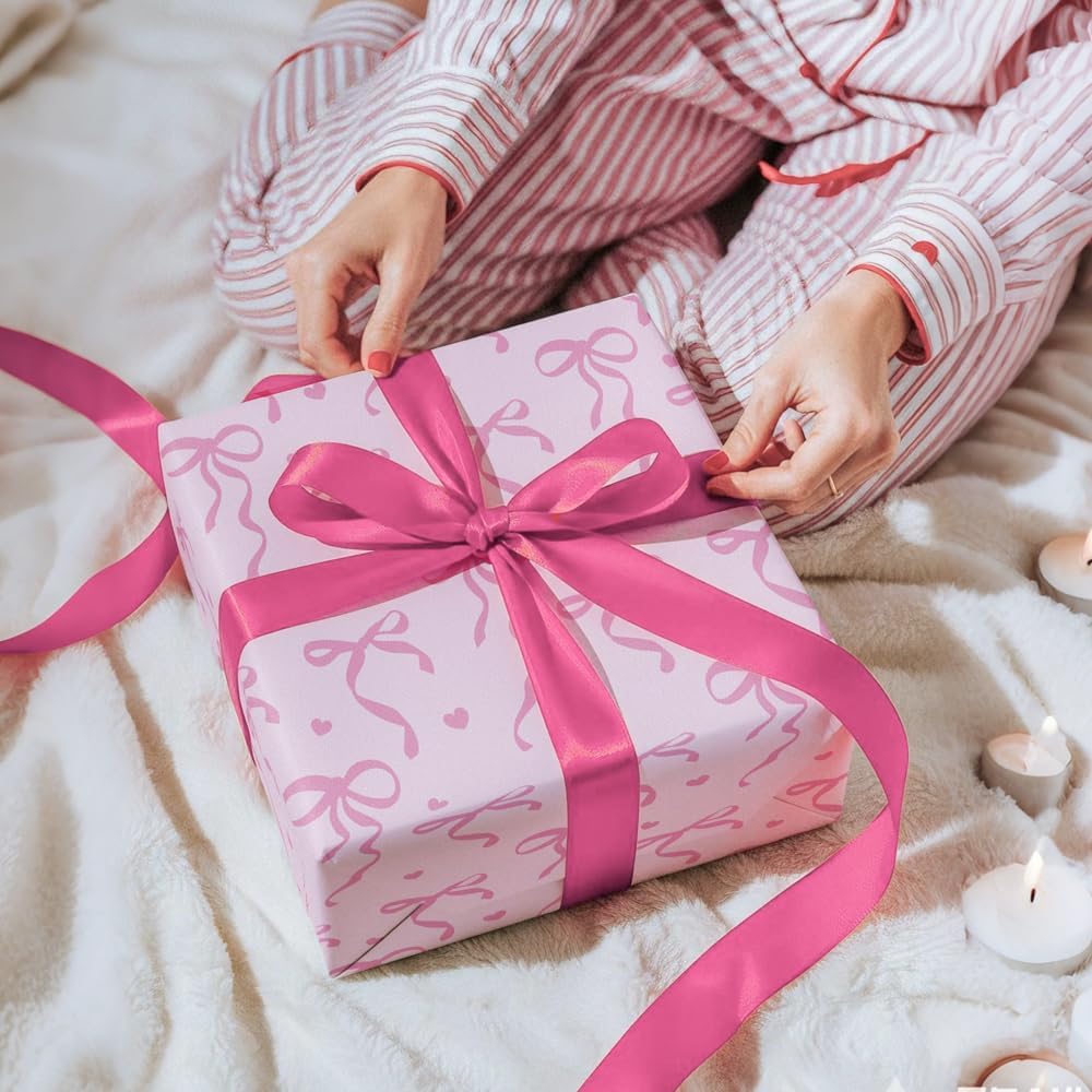 Motiie Pink Wrapping Paper Sheet - 8 Sheets Folded Flat Wrap with