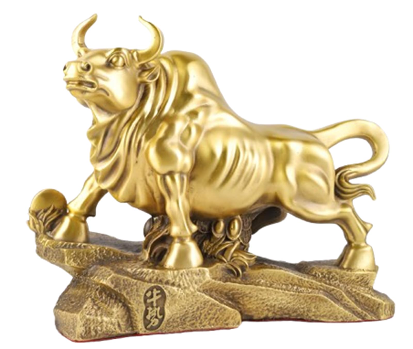 NHDVDVAV Wall Street Bull Statue Tabletop Decor Feng Shui Home Decoration Golden Copper Bull Sculpture Represents Good Luck of Career and Wealth,17 * 6 * 15cm