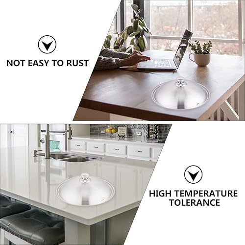 Miniatura 5 de BESTonZON Tapa para wok, tapa de olla de cocción lenta, tapa ovalada de acero inoxidable, tapa universal universal para olla, tapa de sartén de