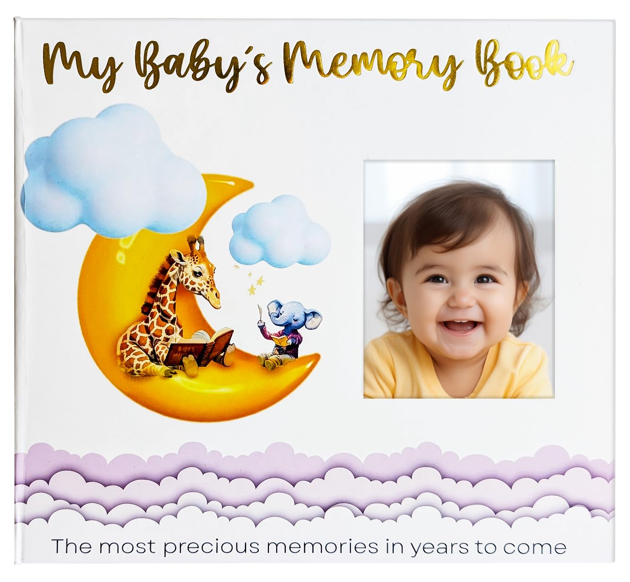 Ahd Ltd Boys Black Ahd First 5 Years Memory Book For Or Girl With 1 Clean-Touch Ink Pad For Baby's Handprints And Footprints, Pregnancy Journal, Baby Milestone, Book Keepsake, White.