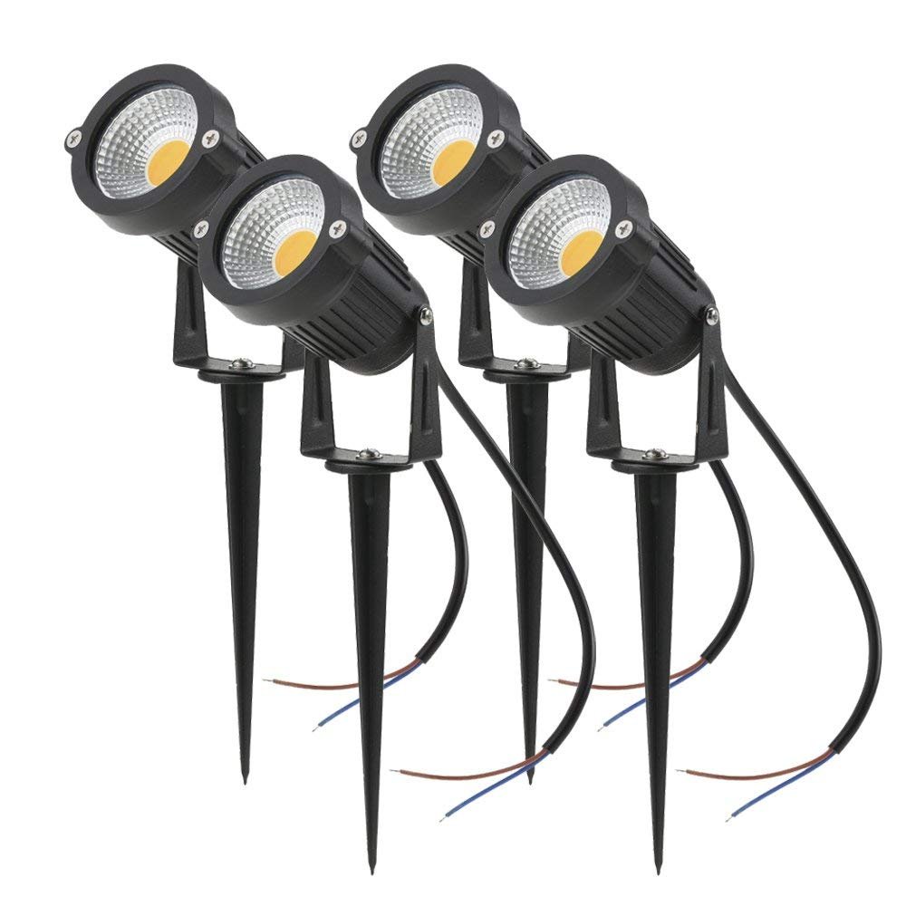 Faretto LED da Giardino con Picchetto 5W 3000K Luce Calda IP65 Spot Esterno per Piante Alberi Facciate in Alluminio e Vetro Fascio 60