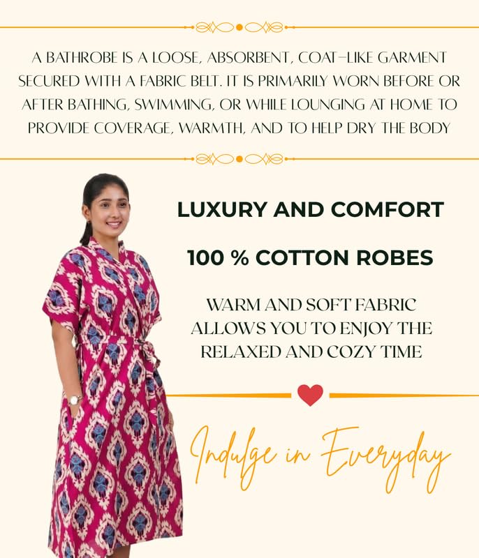 Image of MENMAII Cotton Feeding Robe for Women | Soft Breathable Maternity & Nursing Wear | Front Open Easy Feeding Access | Comfortable Nightwear for New Moms|Calf Length [Size: L,XL,XXL,3XL /FS]