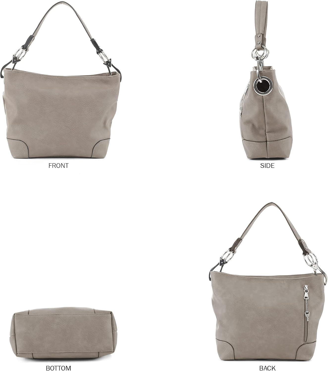 Lydia Concealed Carry Lock and Key Hobo Handbag Grey