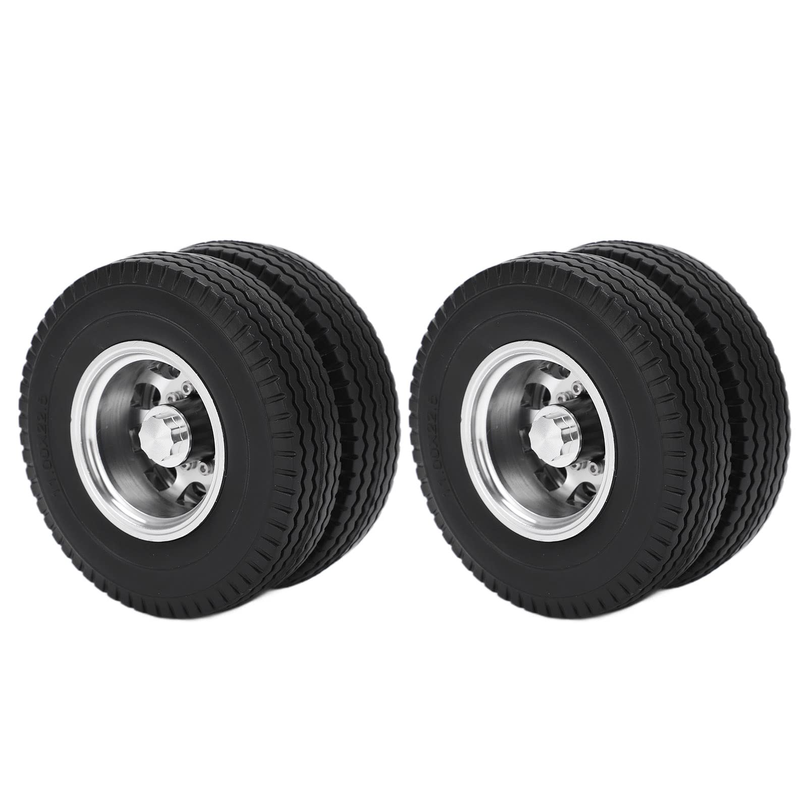 2 pz RC Lega Mozzo Ruota Posteriore Cerchi con 21mm di Larghezza Pneumatici in Gomma per Tamiya 1/14 Trattore Rimorchio Autocarro con Cassone Ribaltabile