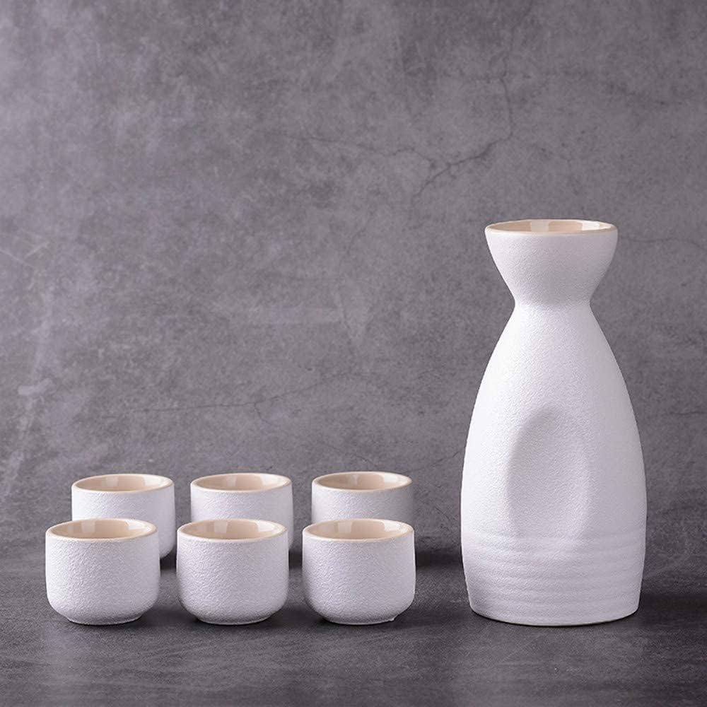 Sake Set of Cup Set Ceramic Cups Crafts Wine Glasses Japanese Sake Set Traditional Ceramics Black Sake Serving Sets of 7 Pcs Include 1 Pot and 6 Cups with a GIF