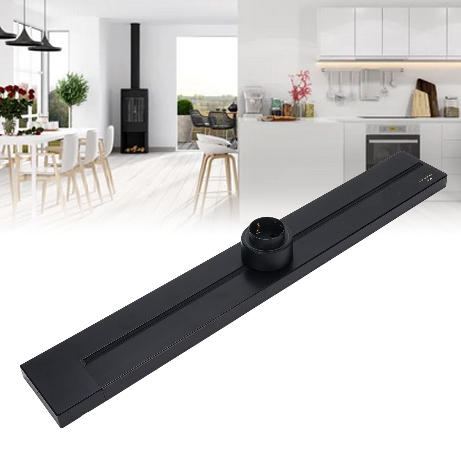 Garosa Toma de Corriente de Montaje en Pared Tira de Toma de Corriente Extraíble 600 Mm 32 A 8000 W con Luz Indicadora LED IP20 para el Hogar, (Adaptadores de Enchufe 3xEU AC250V 16A)