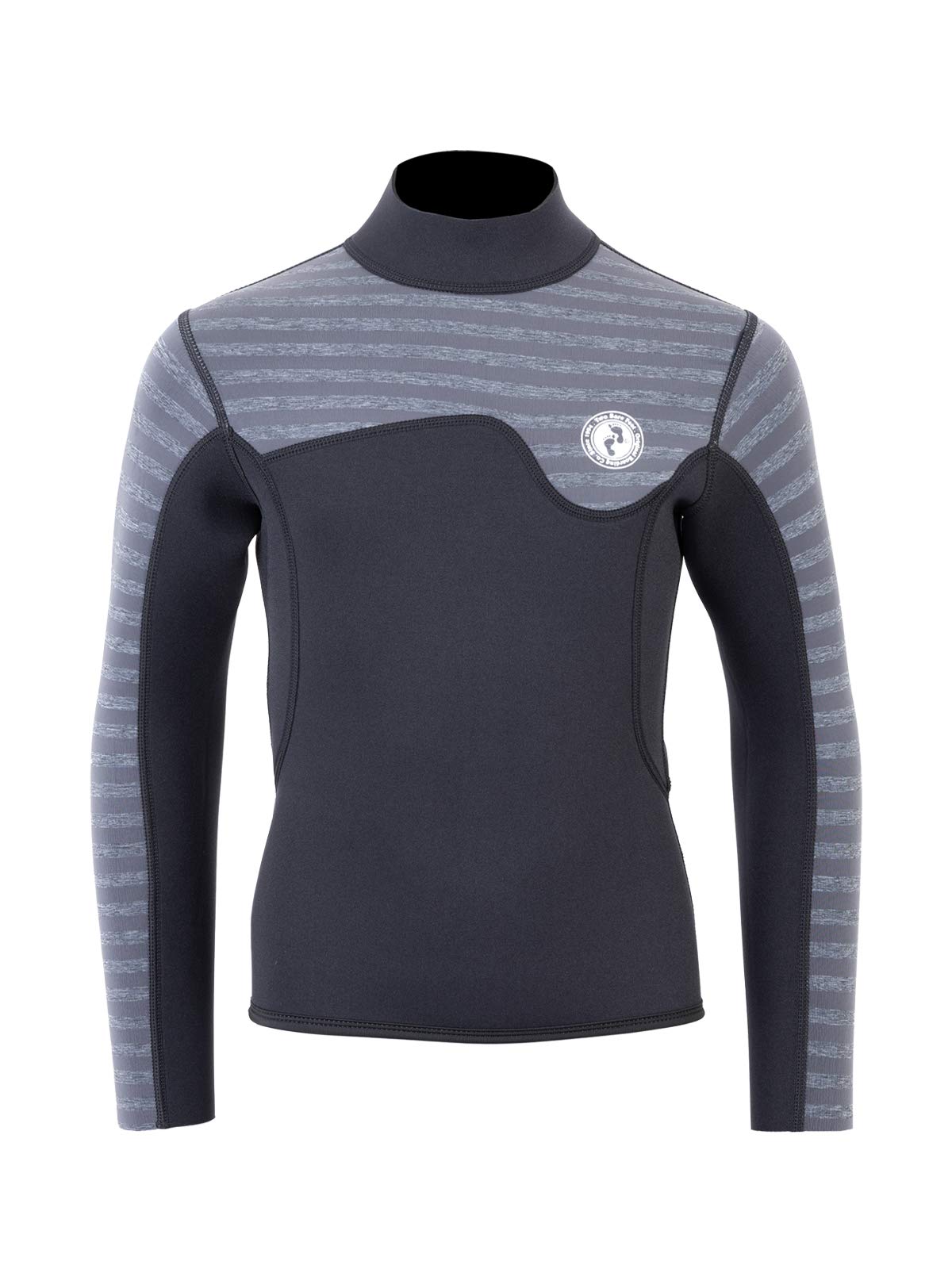 Kids Aspect 2.5mm Back Zip Wetsuit Jacket - Childrens Wetsuit Top (Black/Grey Stripes, L) — image 1