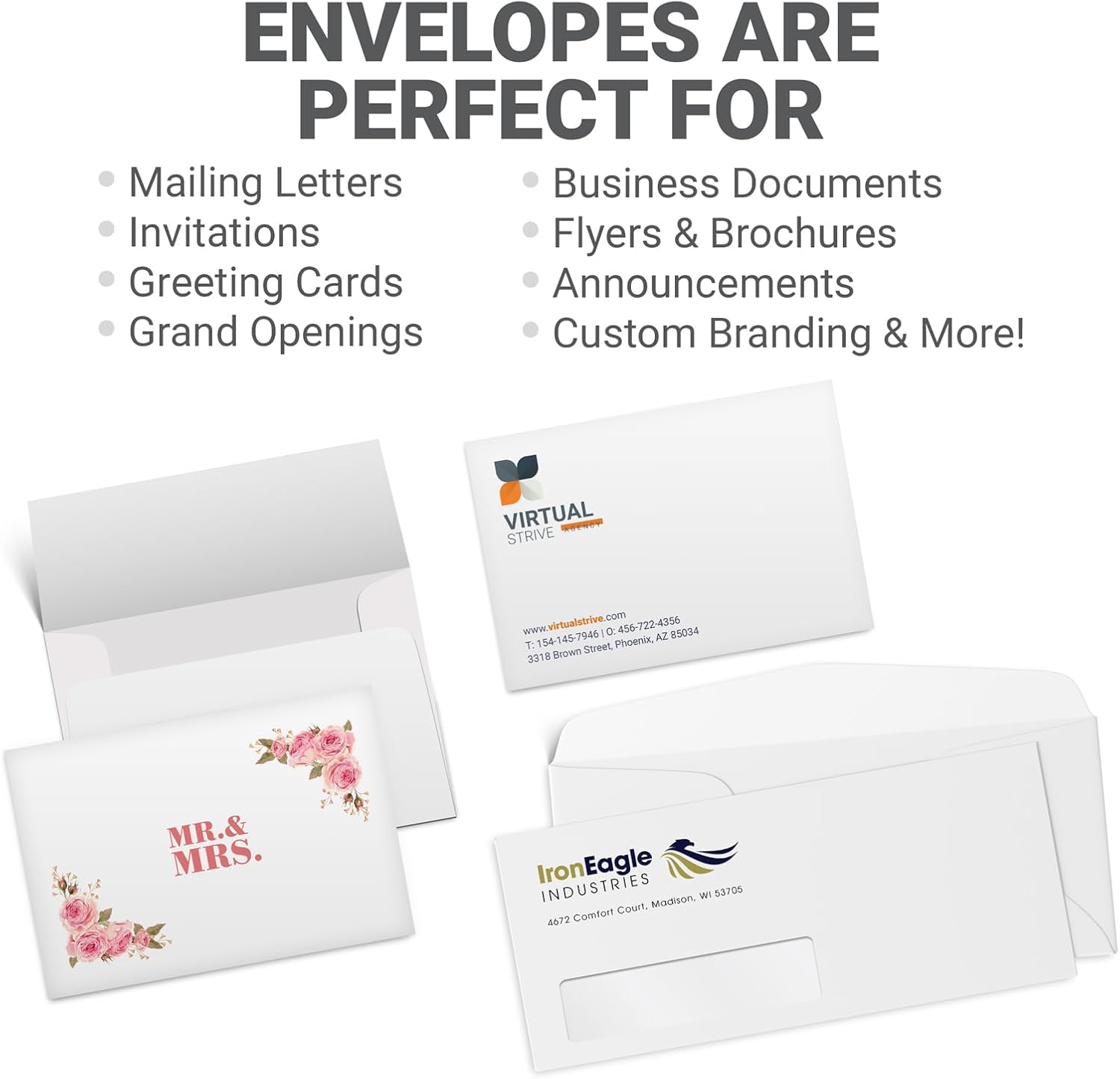 GotPrint Custom Envelopes 4x6 | White #A4 Envelope for Announcements, Invitations, Wedding, Postcards, Mailing | Personalize - Upload Design, Add Text or Logo | 4.25x6.25, 50Qty