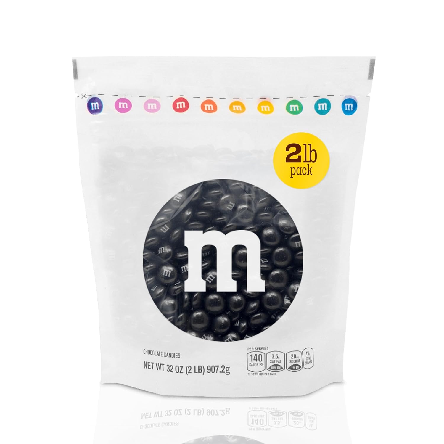 M&M'S Black Milk Chocolate Candy, 2lbs, Resealable Pack for Parties, Halloween, Birthdays, Desserts