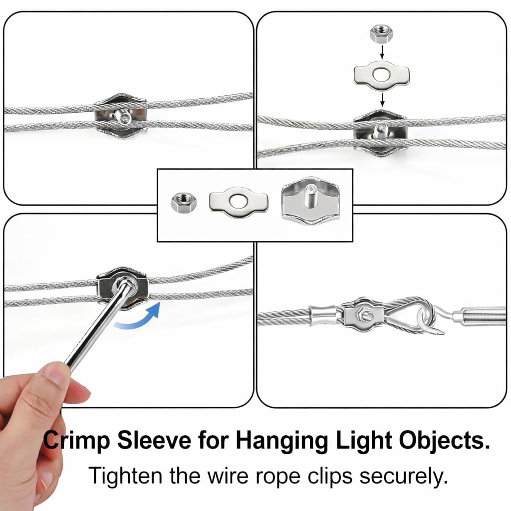 Cieex Kit Câble Acier 3mm 36m – Corde Acier Gainé PVC + Tendeurs – Fil de Fer pour Corde à Linge Extérieur, Fixation Voile d’Ombrage, Plantes Grimpantes, Clôture – Résiste à la Rouille