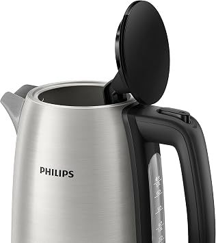 Philips Daily Collection Steel Kettle - 1.7L, 2200W, Illuminated Indicator, 360° Rotary Base, Microporous Filter, Flat Heating Surface, Spring Cover, Energy Saving, Safe Design (HD9350/90)