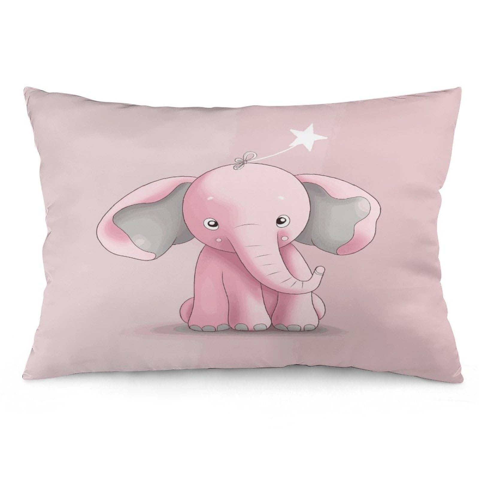 Pink Elephant Throw Pillow Cover Soft Lumbar Pillow Covers with Zipper Breathable Rectangular Cushion Case Polyester Pillow Case Decorative Body Pillow Cover for Couch Bed
