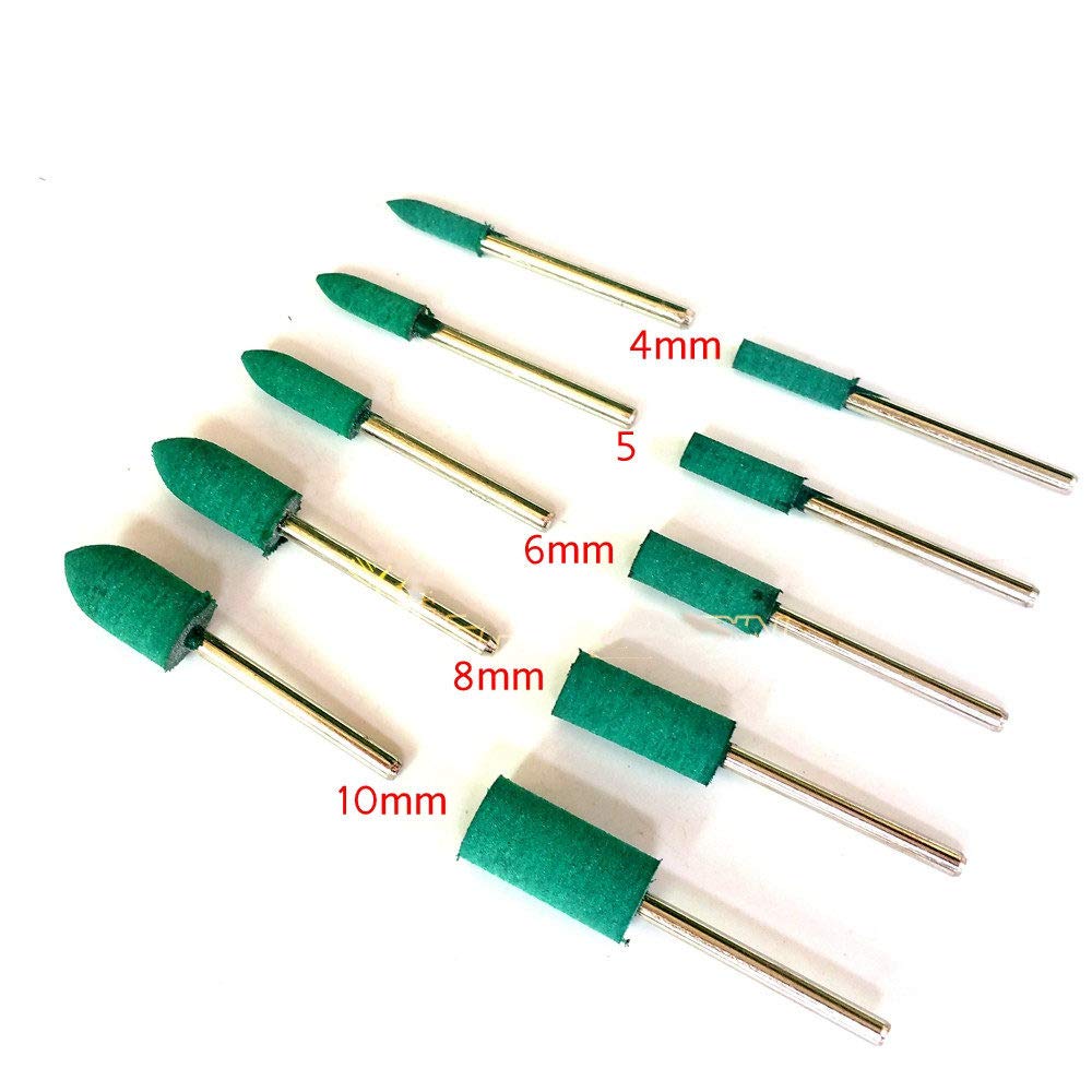 100 Stück Gummipunkt OD10-4mm Schleifkopf für formschlüssige polnische Dremel Matrizenschleifwerkzeuge, Zylinder 5mm