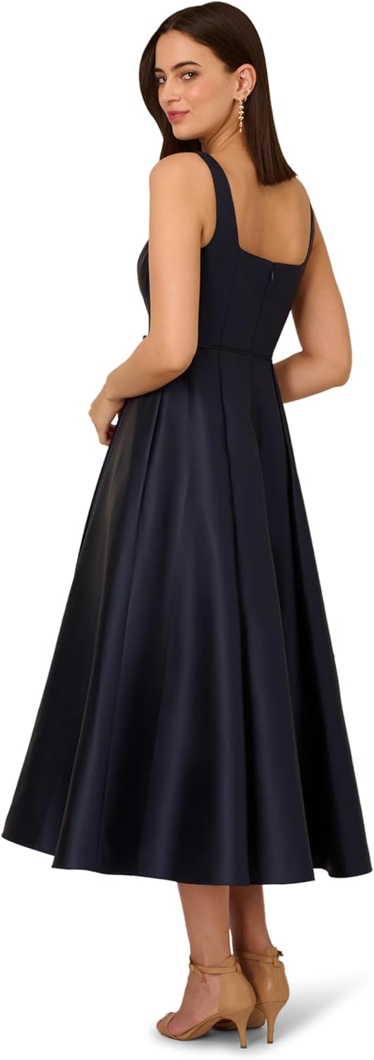 Adrianna Papell Women's Mikado Ankle Dress, Midnight - Image 2