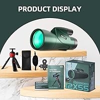 Vista 7 de Gosky Telescopio monocular HD de 12 x 55 con prisma BAK4 y lente FMC, ligero con adaptador para teléfono inteligente, para observación de aves