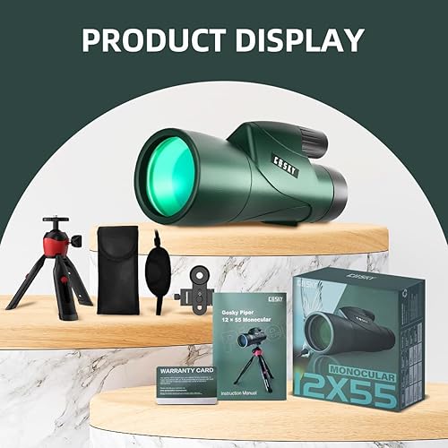 Miniatura 7 de Gosky - Telescopio monocular de alta definición de 12 x 55 pulgadas y soporte rápido para teléfono inteligente  2019 Monocular impermeable -BAK4