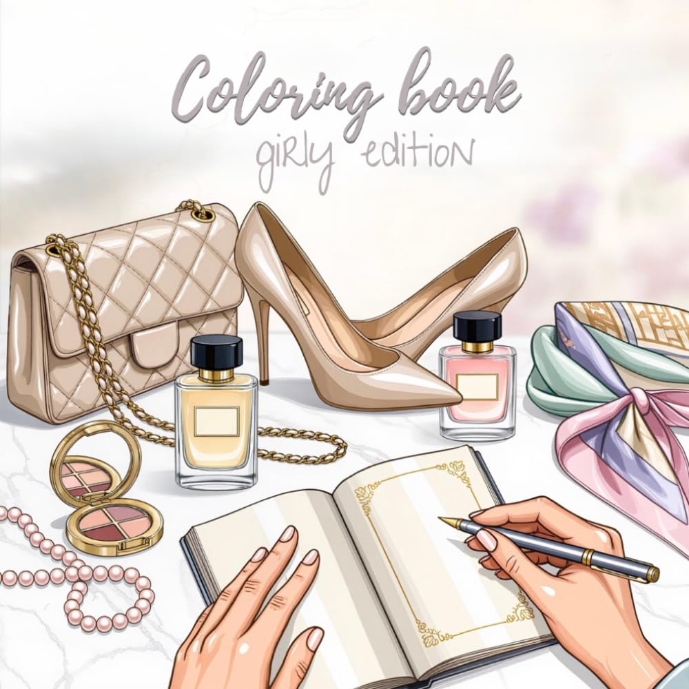 Girly Coloring Book: Luxury Inspiration for Girls - Cute and Fun Coloring Pages