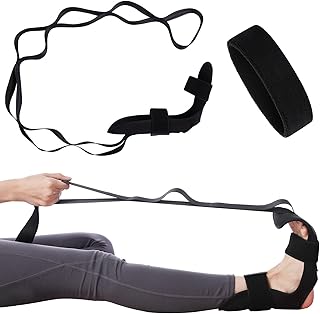 Yoga Stretching Strap Leg Stretcher Strap Ankle Ligament Stretcher Belt with Loops Fitness Leg Stretcher with Sweat Headband for Leg and Foot Stretch Plantar Fasciitis Flexibility Exercise