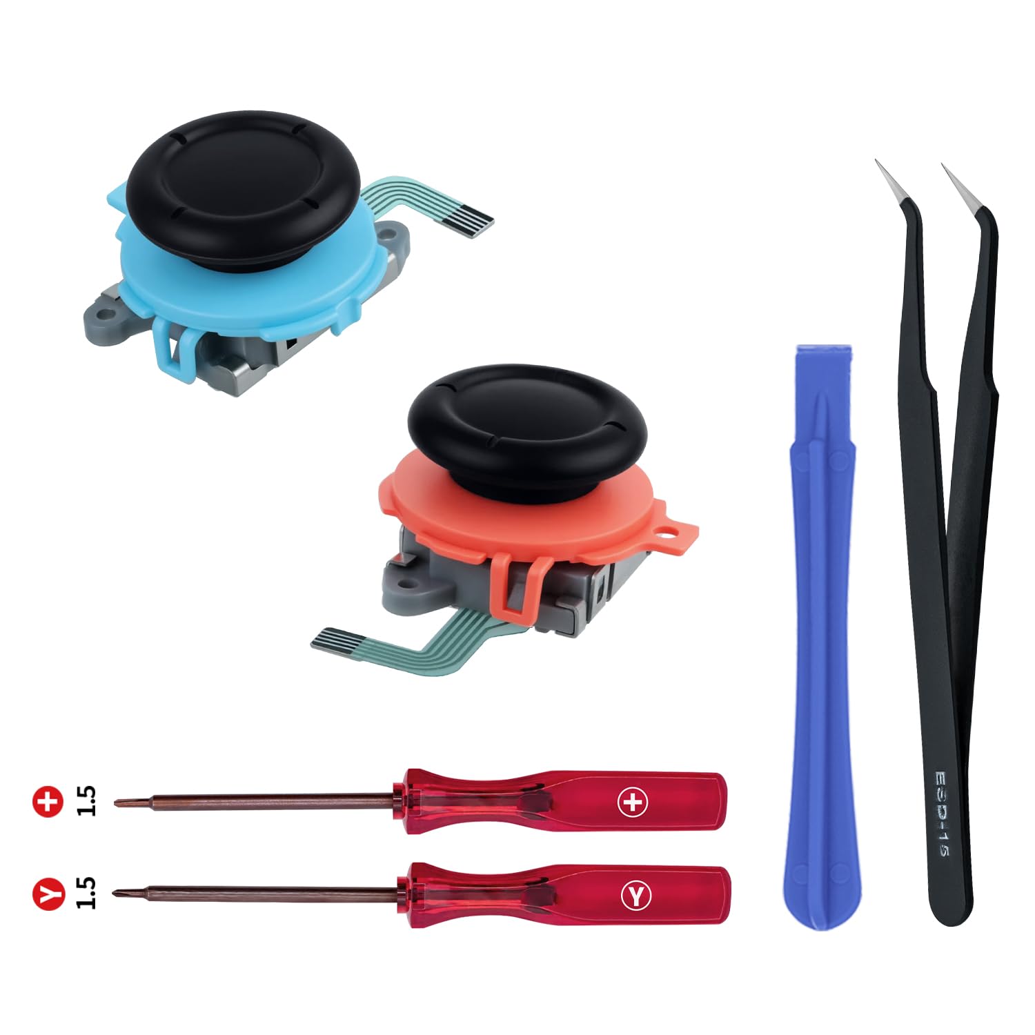 Wigearss Joystick Analógico 3D de Repuesto [2 Piezas] y Kit de Herramientas de Reparación para Mandos Joy-Con de Nintendo Switch 2