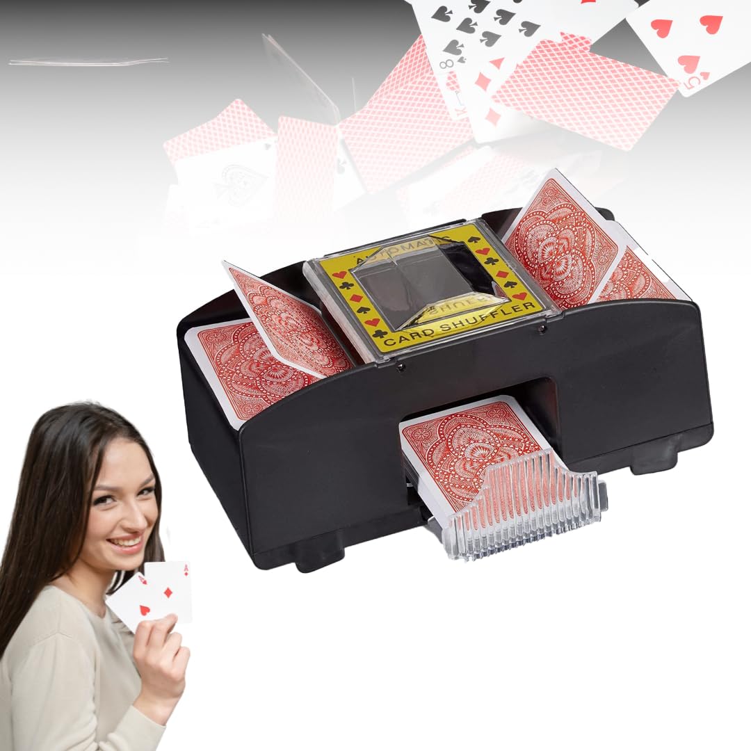 Buldoospok Shuffler Automatico Pieghevole Per Carte – Mescolatore Elettrico Portatile, Nero, Per Giochi Di Carte E Poker