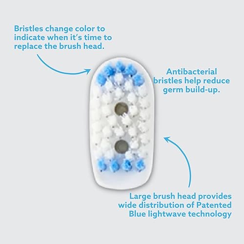 Miniatura 6 de GO SMILE Cabezales de cepillo de repuesto para cepillo de dientes eléctrico On The Go Sonic Blue, paquete de 4