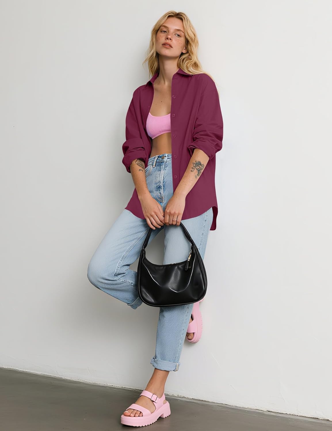 LOMON Button Down Shirt for Women Spring Summer Tops Long Sleeve Business Dressy Casual Blouses Collared Work Outfits Clothes - Image 3