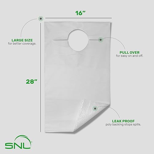 Miniatura 2 de SNL Baberos desechables de calidad para adultos, con forro de poliéster, 16 x 28 pulgadas, paquete de 300