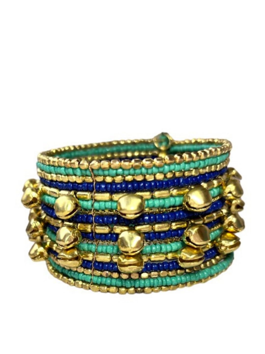 VIVAZSGungaroo Beaded Bangle Adjustable Cuff Bracelet, Boho Chic Bead Bangle Jewellery for Women