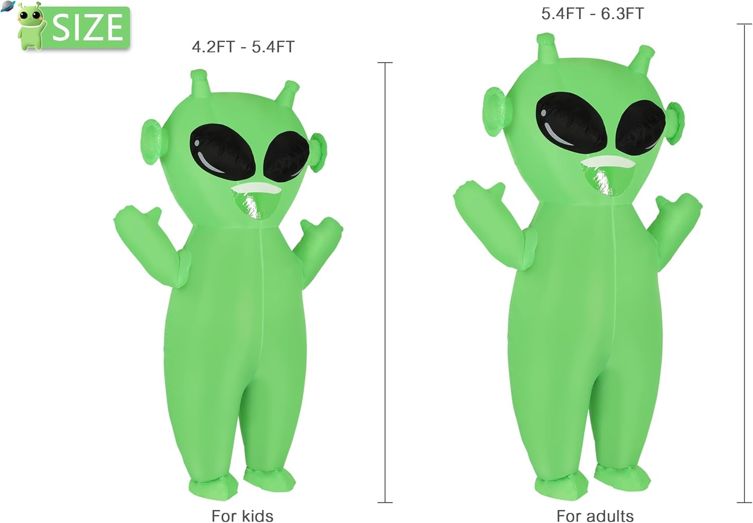 M MH ZONE Inflatable Alien Costume for Adults&Kids - Funny Halloween Blow Up Suit for Men & Women Party Cosplay - Image 2