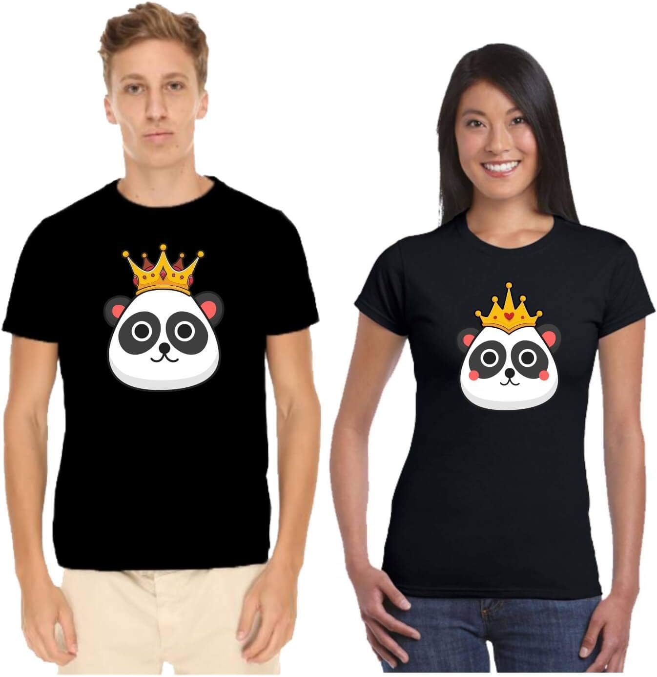 TheYaYaCafeYaya Cafe� Valentine Couple T-Shirts Printed Cute King Queen Panda Premium Cotton Men Women