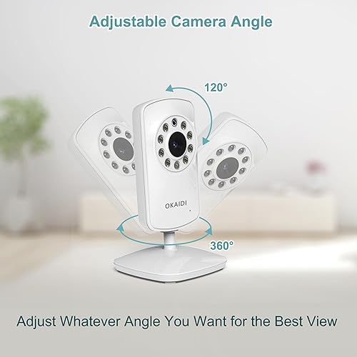 Miniatura 4 de OKAIDI Monitor de video para bebé con cámara y audio, monitor portátil de viaje de 2.4 pulgadas, sin WiFi, visión nocturna infrarroja, modo VOX,