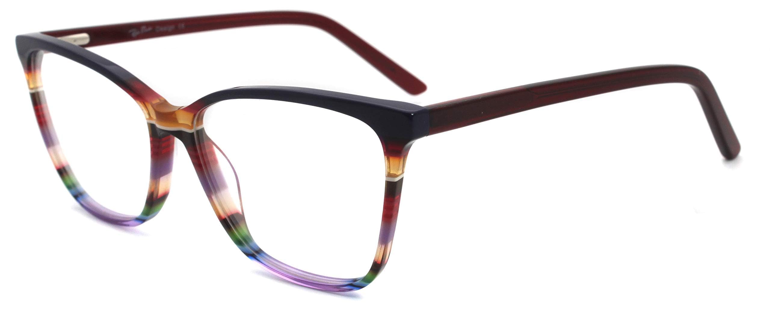 RICH MODE Übergroße mehrfarbige Brille nicht verschreibungspflichtiger optischer Acetatrahmen für Frauen und Mädchen