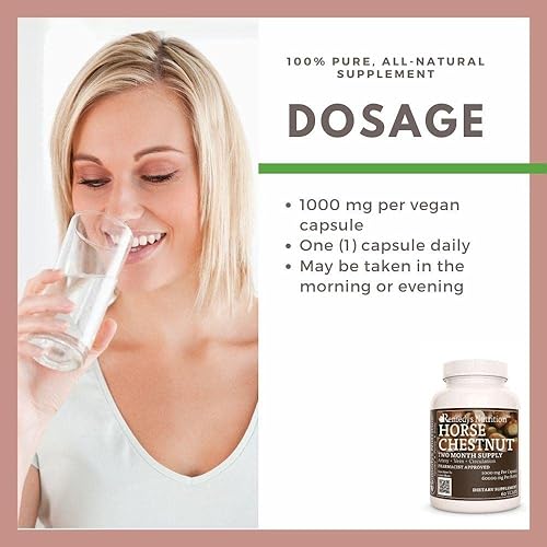Vista 6 de Remedy's nutrition Extracto de castaño de indias Aescin 20% - 1,000 mg, 60 cápsulas veganas Suplemento dietético a base de hierbas - Suministro